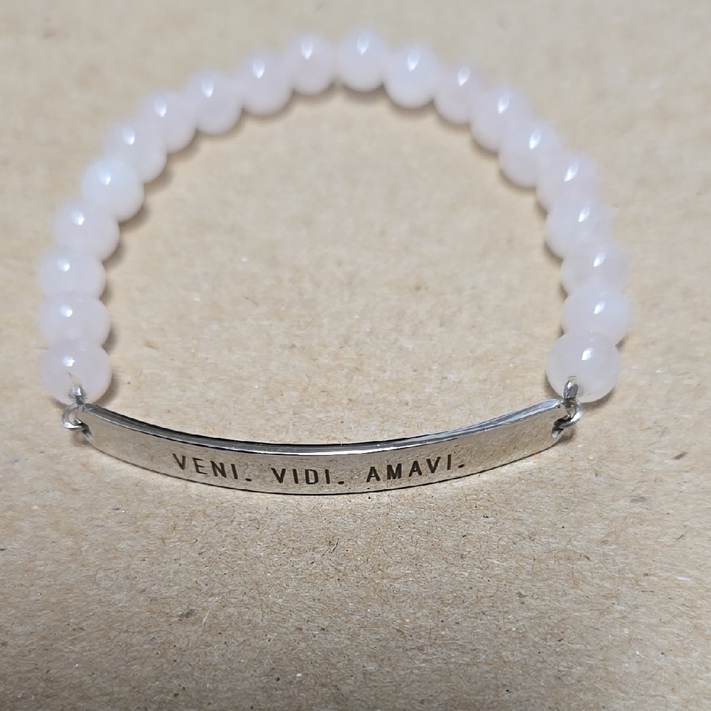 KEEP Collective Pink and Silver Bracelet with Engraved Bar